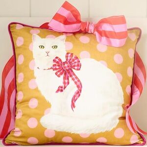 Anthropologie velvet cat polka dot pillow
